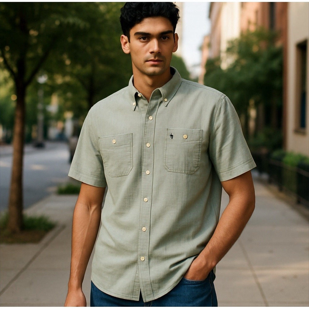 US Polo Assn Short Sleeve Button Down Shirt AQUA COLOR Size Mens LARGE